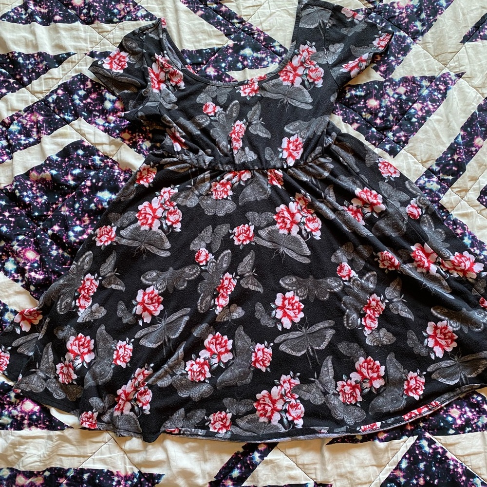 Hot Topic Floral and Butterfly Skater Dress